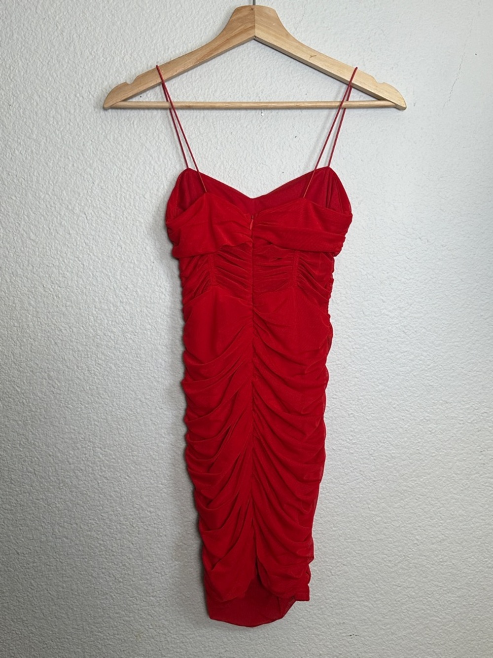 Revolve Superdown Kambella Red Mini Dress Ruched Bodycon Mesh Womens Size XS - Picture 4 of 11